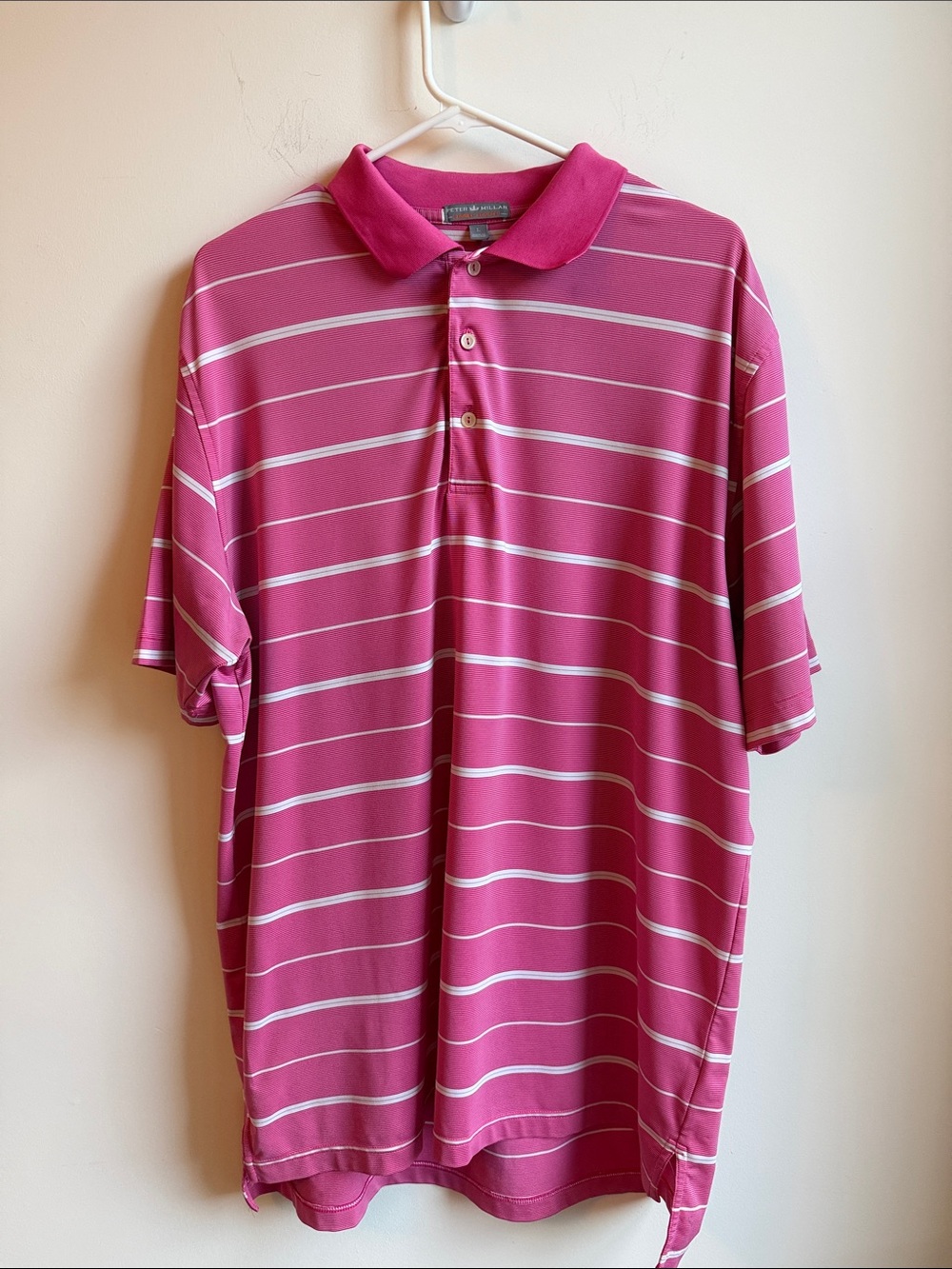 Peter Millar Hot Pink Striped Polo